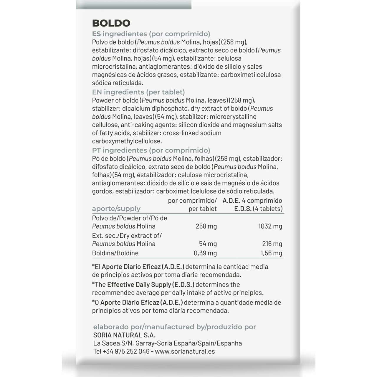Soria Natural Boldo Comprimidos 60comp