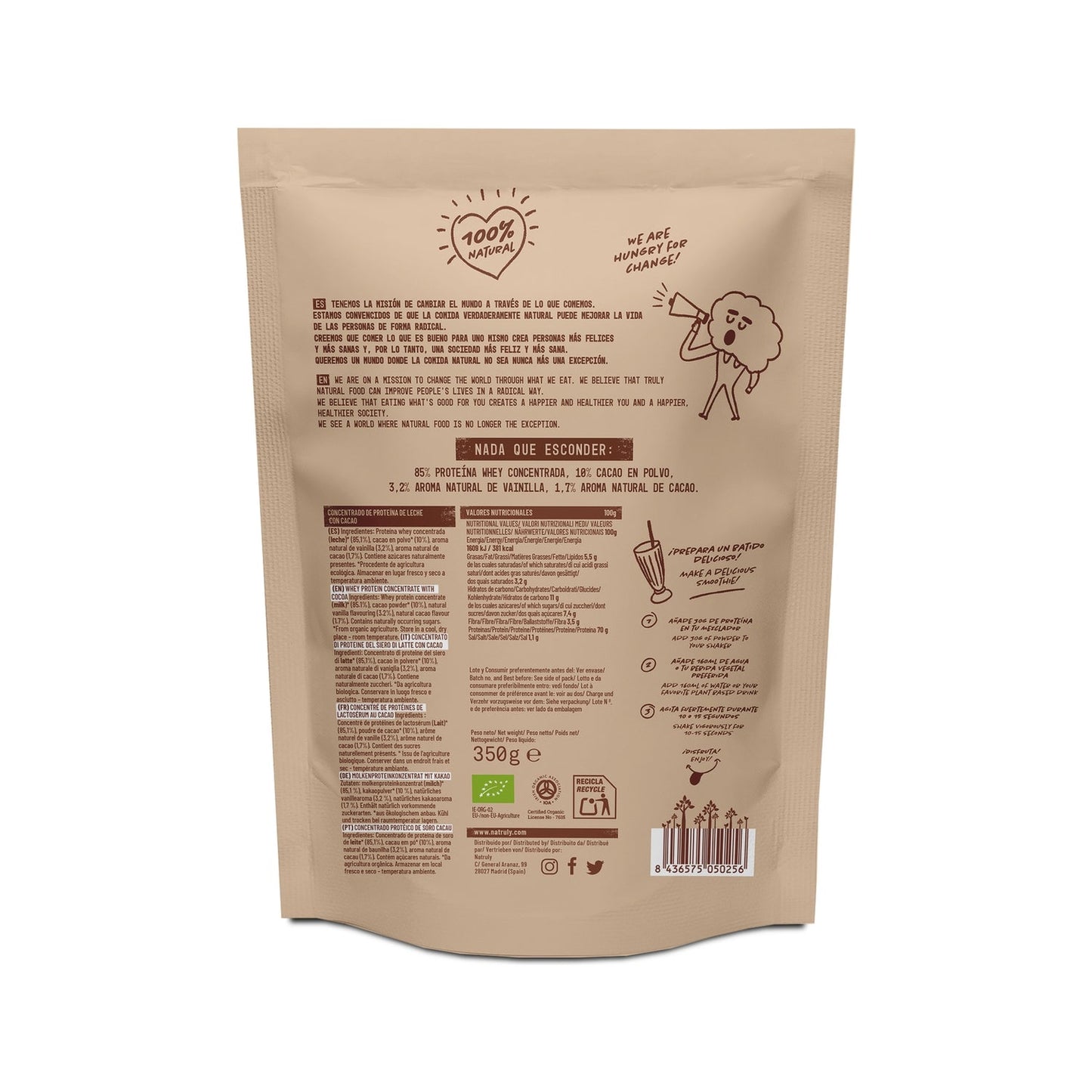 Natruly Proteina Whey 70% Chocolate Bio 350g