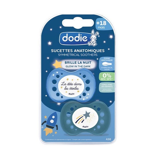 Dodie Chupete Anatómico Noche Silicona +18m nº98 2uds
