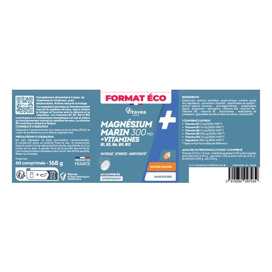 Vitavea Magnesio Marino + Vitaminas B6 B1 B2 B12 60comp