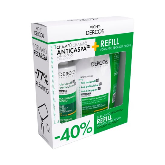 Vichy Champú Anticaspa Dercos Cabello Seco 390 ml + 500 ml