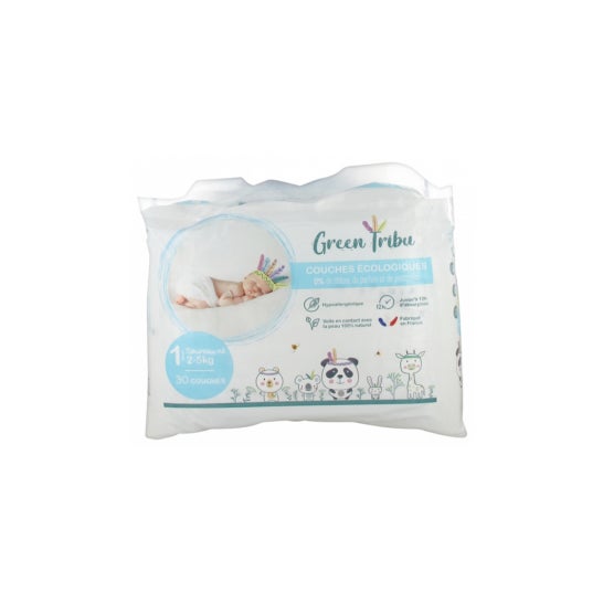 Green Tribu Pañales Ecológicos Talla 1 2-5kg 30uds