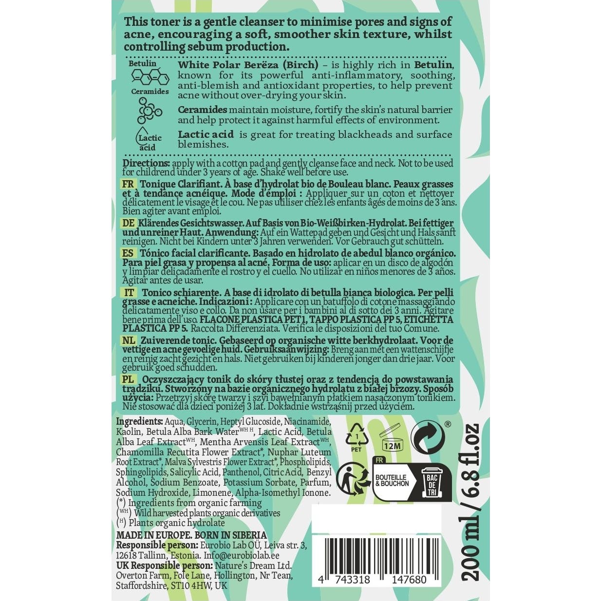 Natura Siberica Tónico Clarificante 200ml