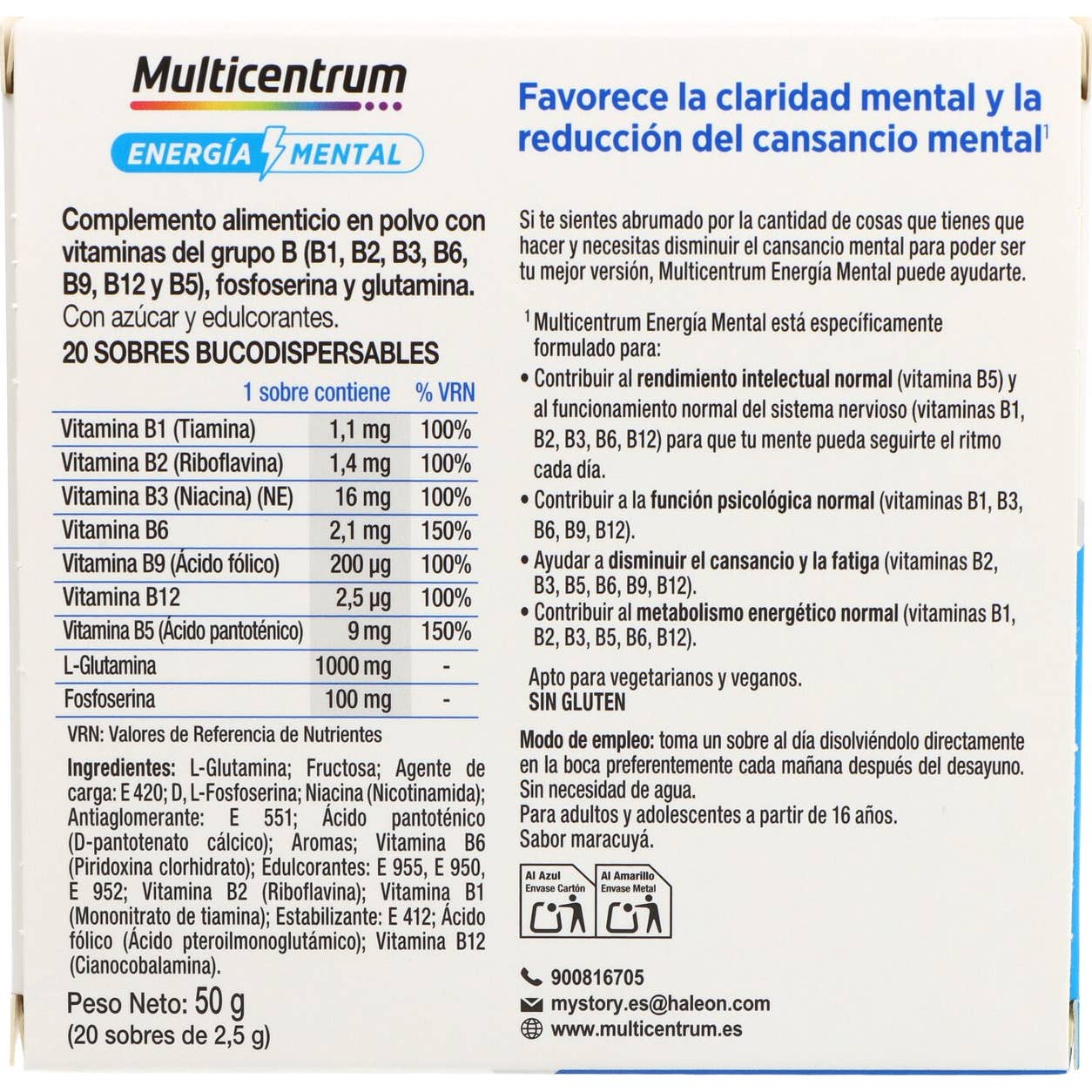 Multicentrum Energia Mental 20 Sobres