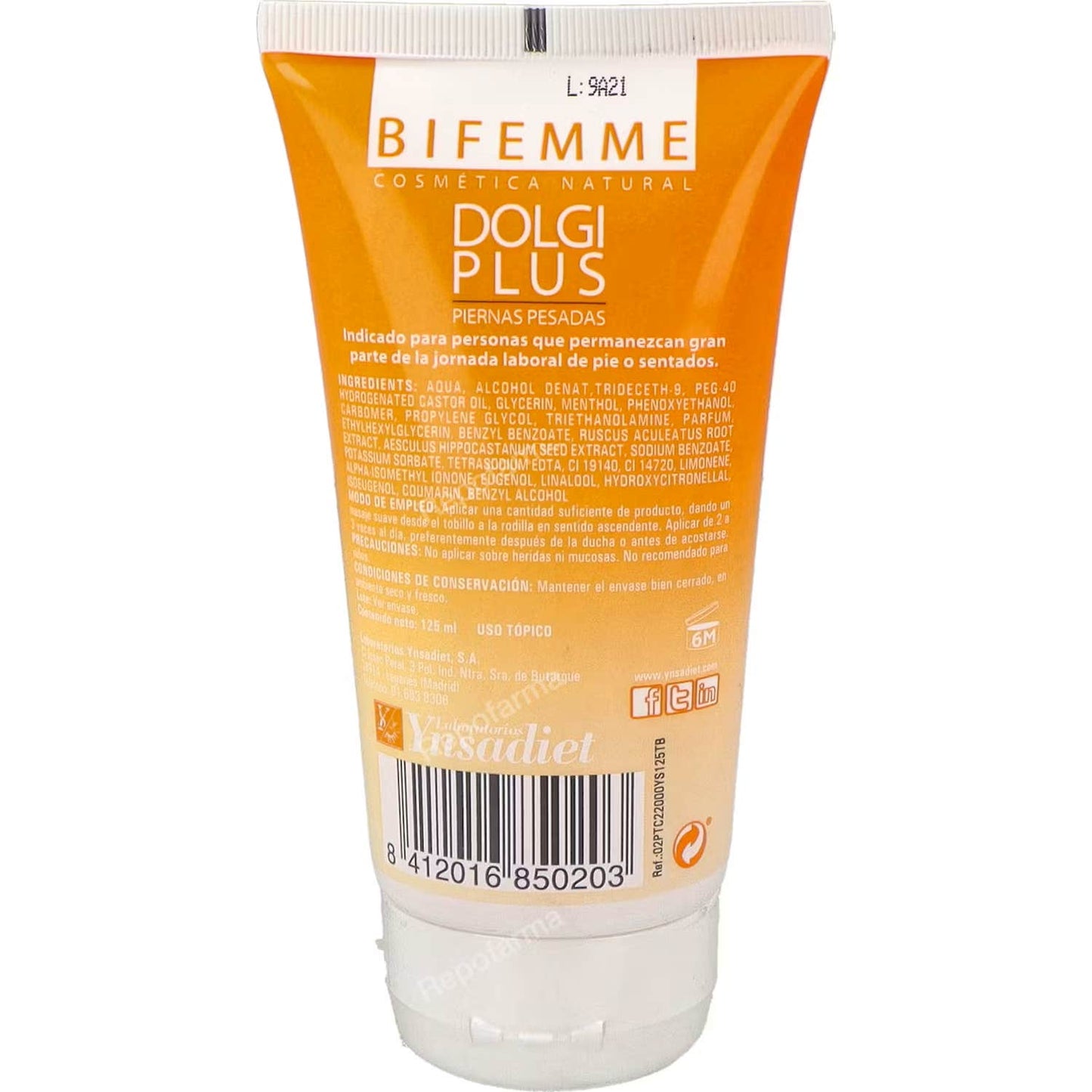 Bifemme Dolgi Plus Piernas Pesadas Gel Frío 125ml
