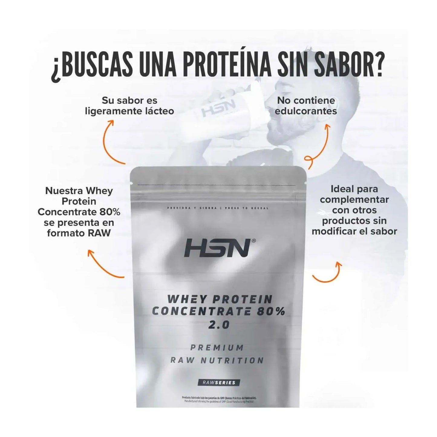 HSN Whey Protein Concentrate 80% 2.0 Sin Sabor 500g