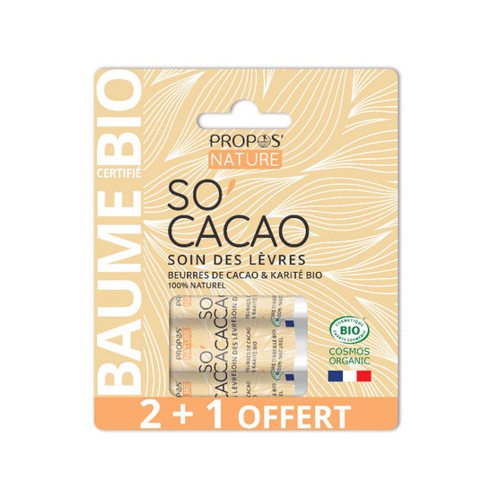 Propos Nature Trio Bálsamo Labial So'Cacao Bio 3uds