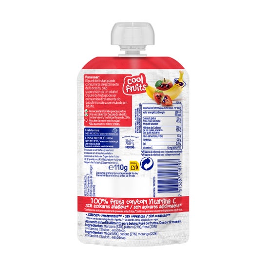 Nestlé Saqueta Cool Fruits Banana e Morango 110 g