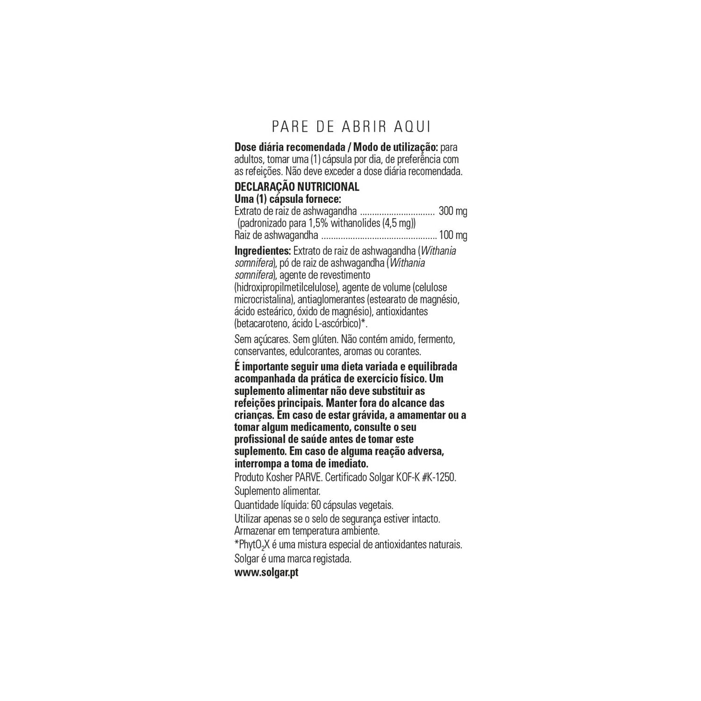 Solgar Ashwagandha Extracto de Raíz 60vcaps