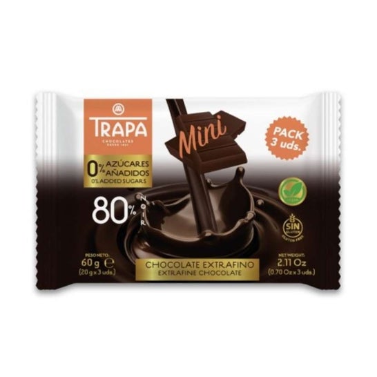 Trapa Chocolatinas 0% Azúcares Negro 80% 60 g