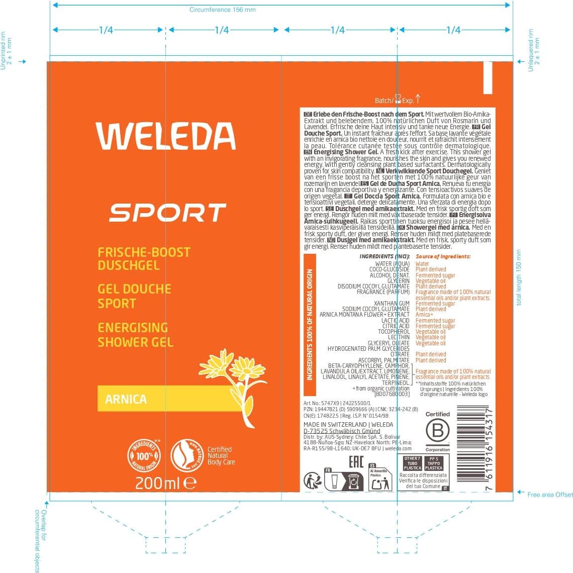 Weleda Sport Gel de Ducha de Árnica 200ml