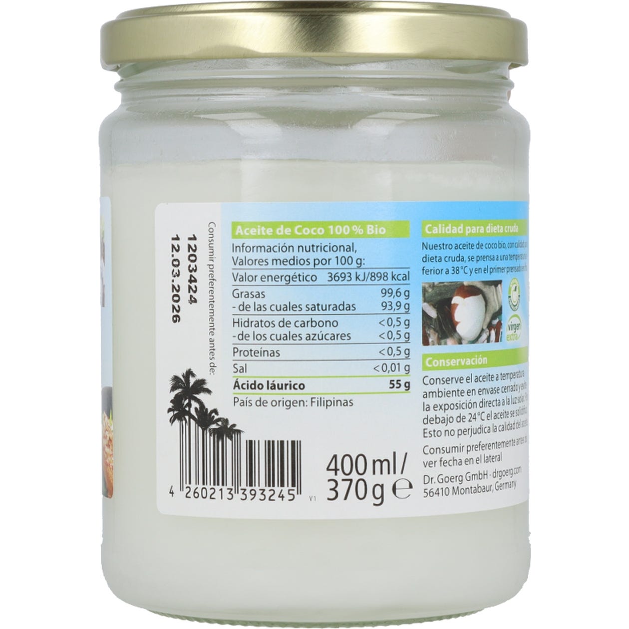 Dr. Goerg Bio Aceite de Coco Premium 400ml