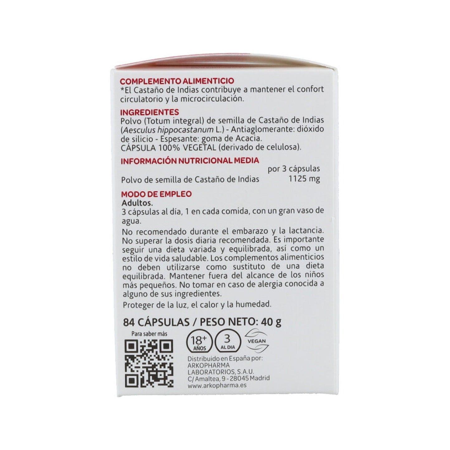 Arkopharma Arkocápsulas Castaño de Indias 84caps
