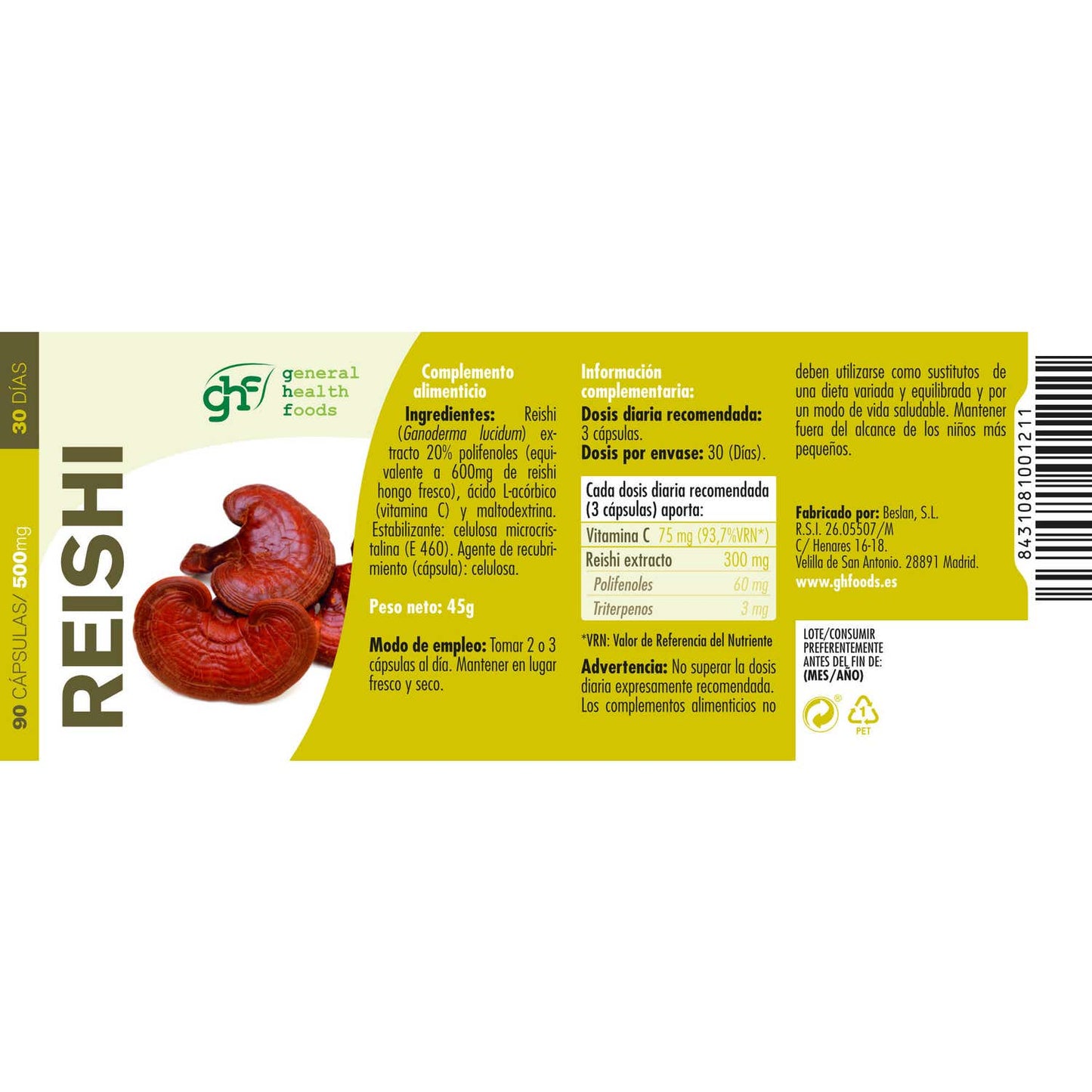 GHF Reishi 500mg 90cáps