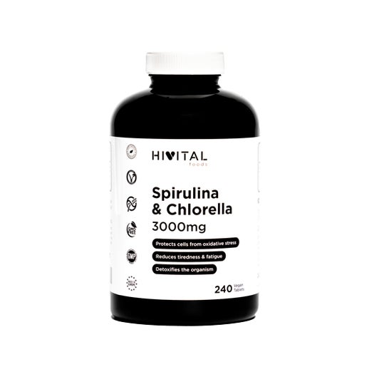 Hivital Foods Spirulina y Chlorella 3000mg 240comp