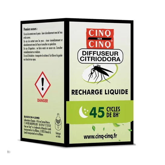 Cinq Sur Cinq Difusor Citriodora Anti-Mosquitos Recargo 24g