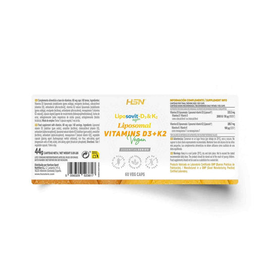 HSN Vitaminas D3 2000UI + K2 100mcg Vitamina K Liposomadas Liposovit® 60vcaps
