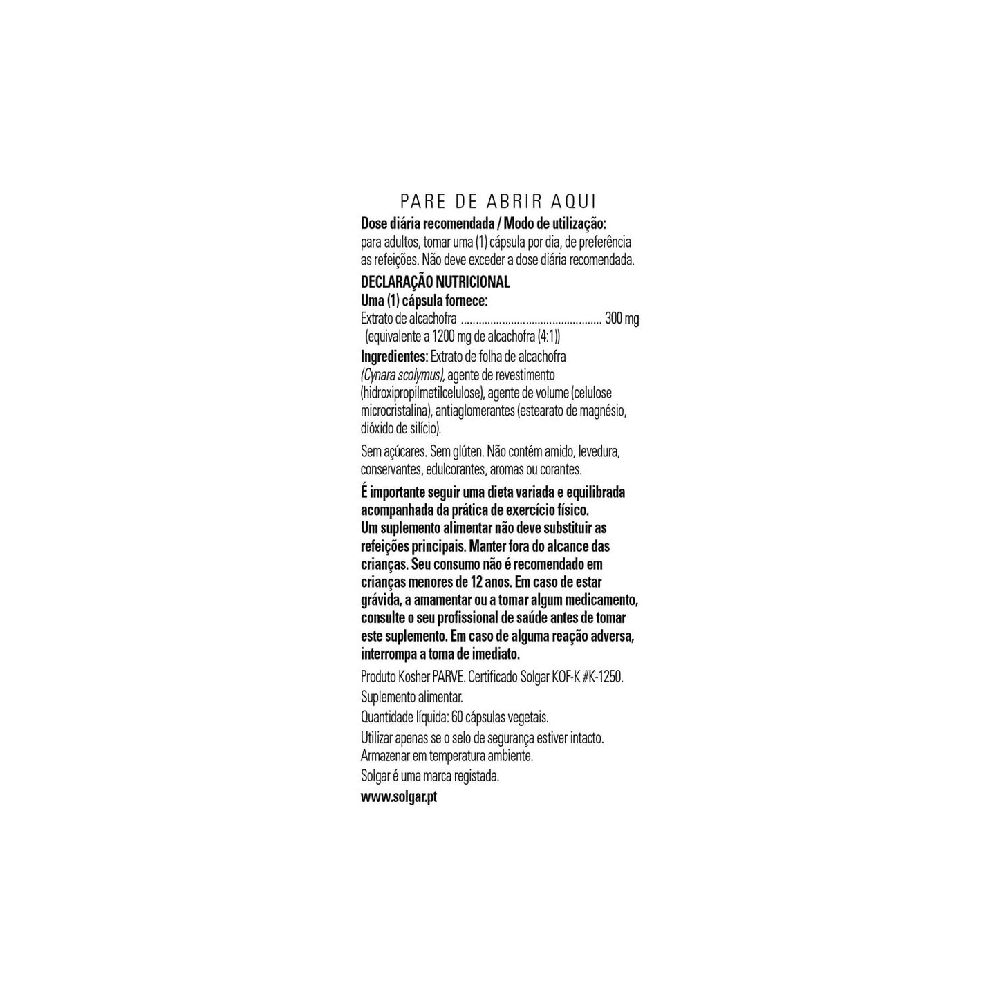 Solgar Alcachofa Extracto de Hoja 60vcaps