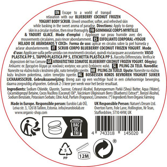 Organic Shop Exfoliante Azúcar Yogur Helado Arándano Coco 250ml