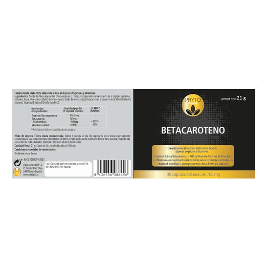 Phytofarma Betacaroteno 30 cápsulas blandas