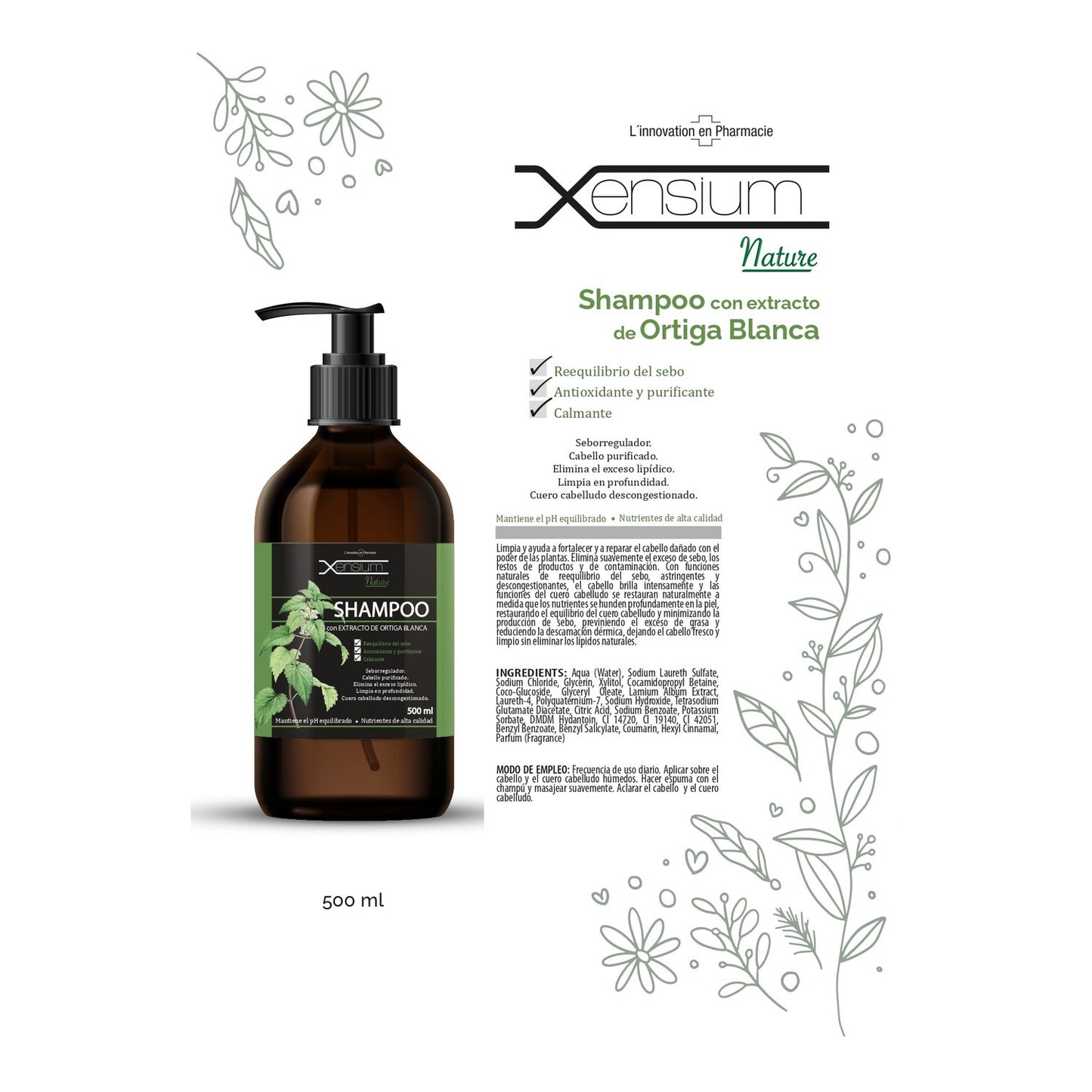 Xensium Nature Champú con Extracto Ortiga 500ml
