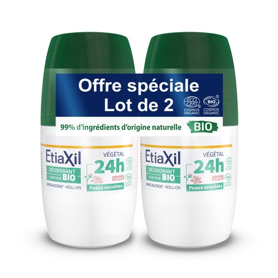 Etiaxil Déodorant 24 H Bio Végétal Lotus Roll-On 2 X50 ml