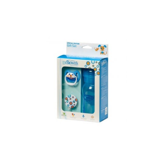 Dr Browns Pack Azul Biberón 270ml + Chupete + Broche