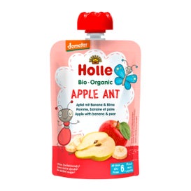 Frasco de Manzana Hormiga Plátano Pera Holle 100g