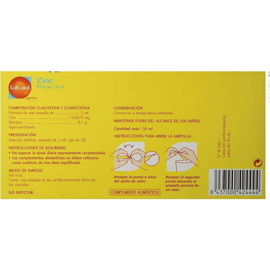 Labcatal 18 Zinc 28 Ampollas 2ml