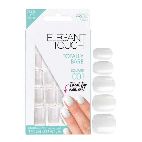 Elegant Touch Uñas Postizas Totally Bare Nro 001 Square 48uds