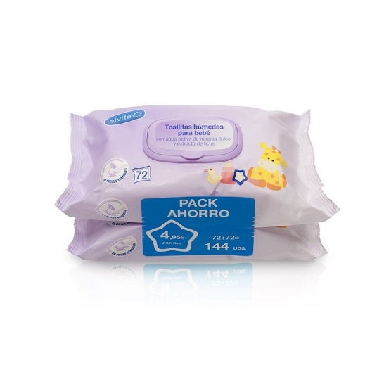 Alvita Duplo Lingettes Bébé 2x72uds