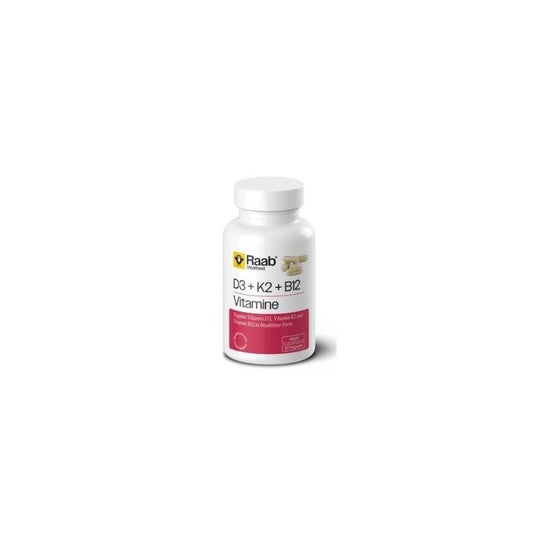 Raab Vitalfood Vitamina D3+K2+B12 460mg Vegan Sin Gluten 60caps