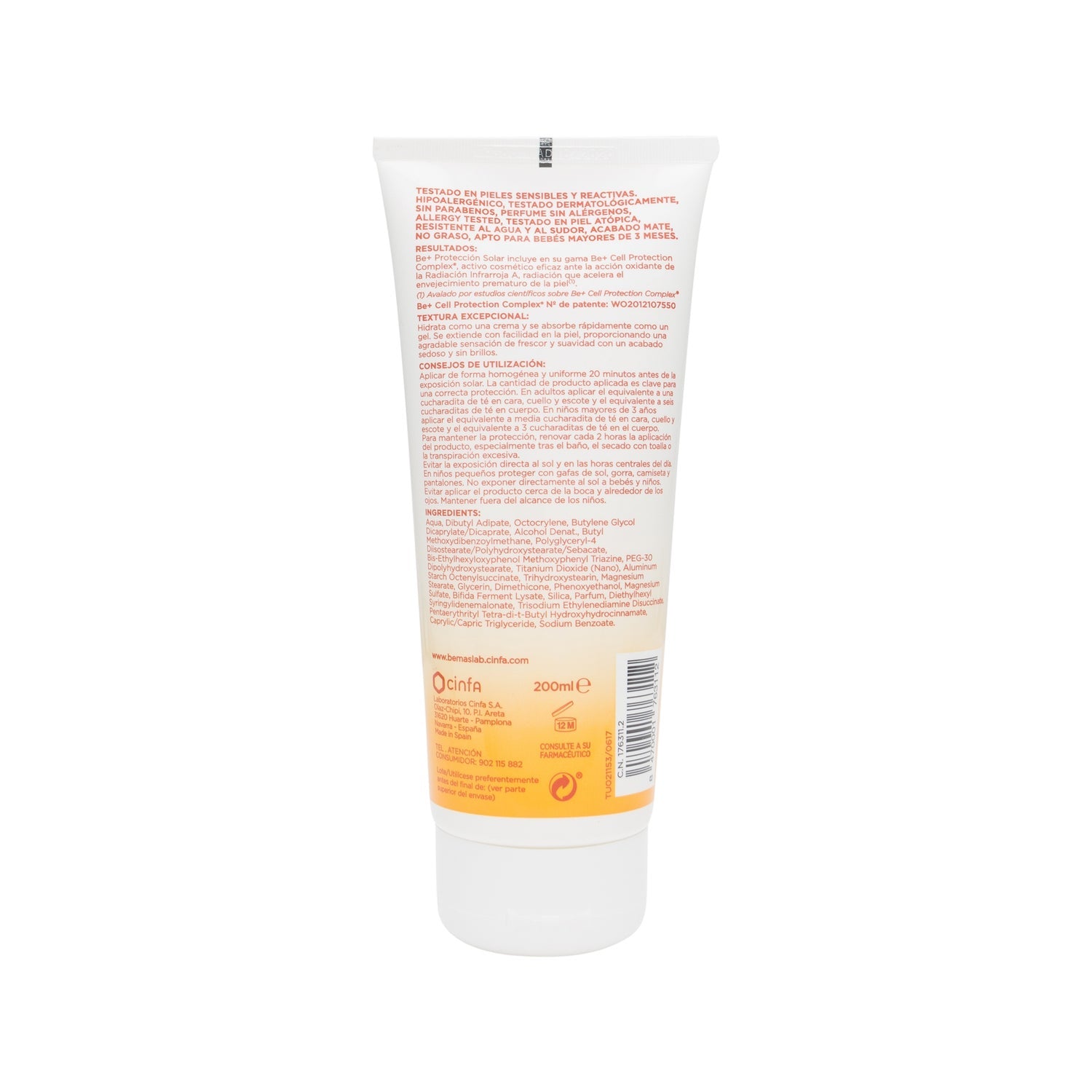 Be+ fotoprotector gel crema rostro/cuerpo SPF50+ 200ml