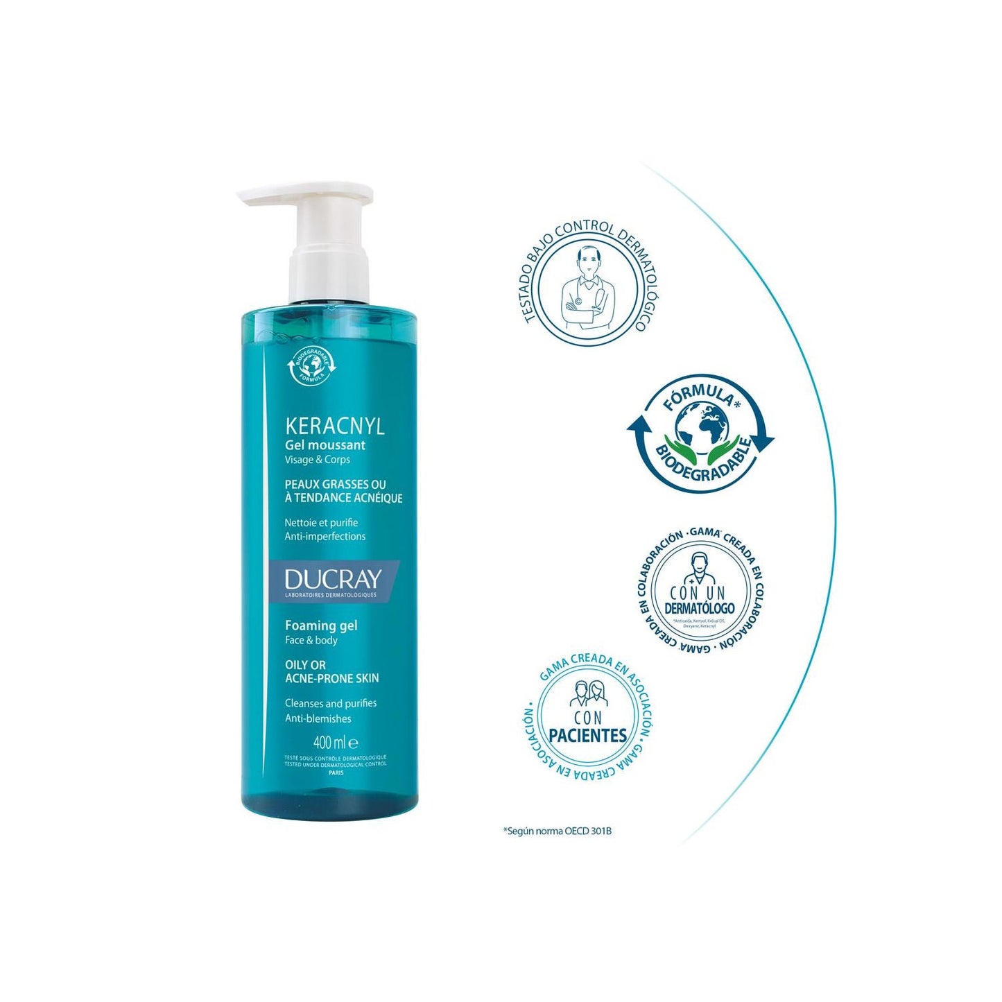 Ducray Keracnyl Gel Limpiador 400ml