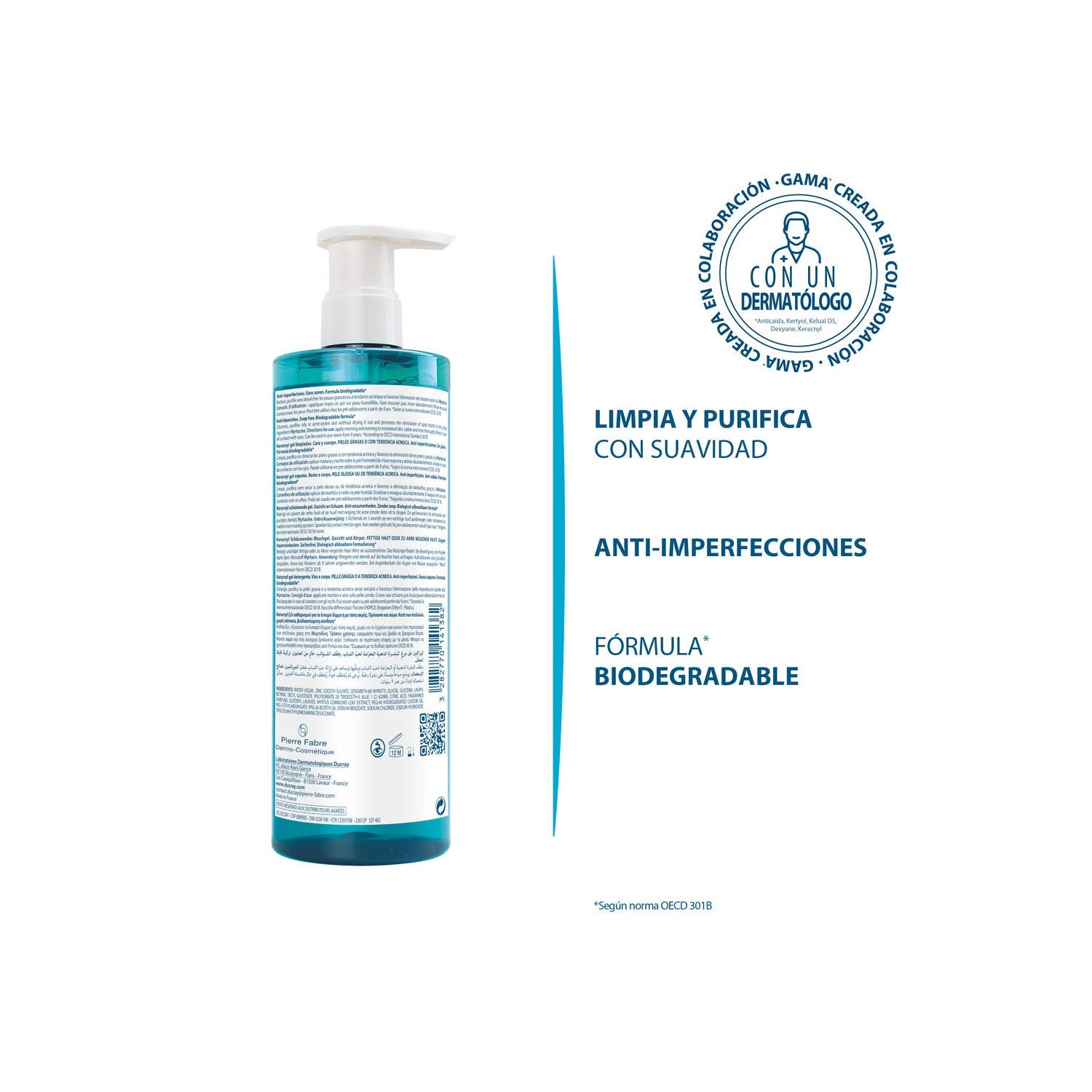 Ducray Keracnyl Gel Limpiador 400ml