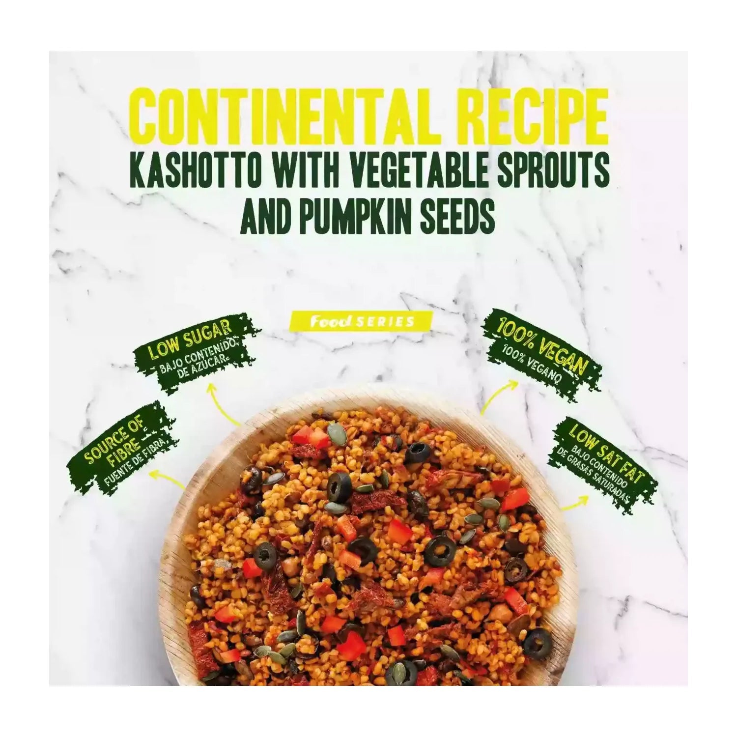 HSN Plato Preparado Estilo Veggie Kashotto con Brotes Vegetales, Semillas de Calabaza Estilo Continental 280g