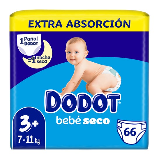 Dodot Bebé Seco Pañal Talla 3+ 7-11Kg 66uds