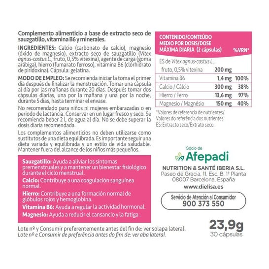Dielisa Confort Menstrual 30caps