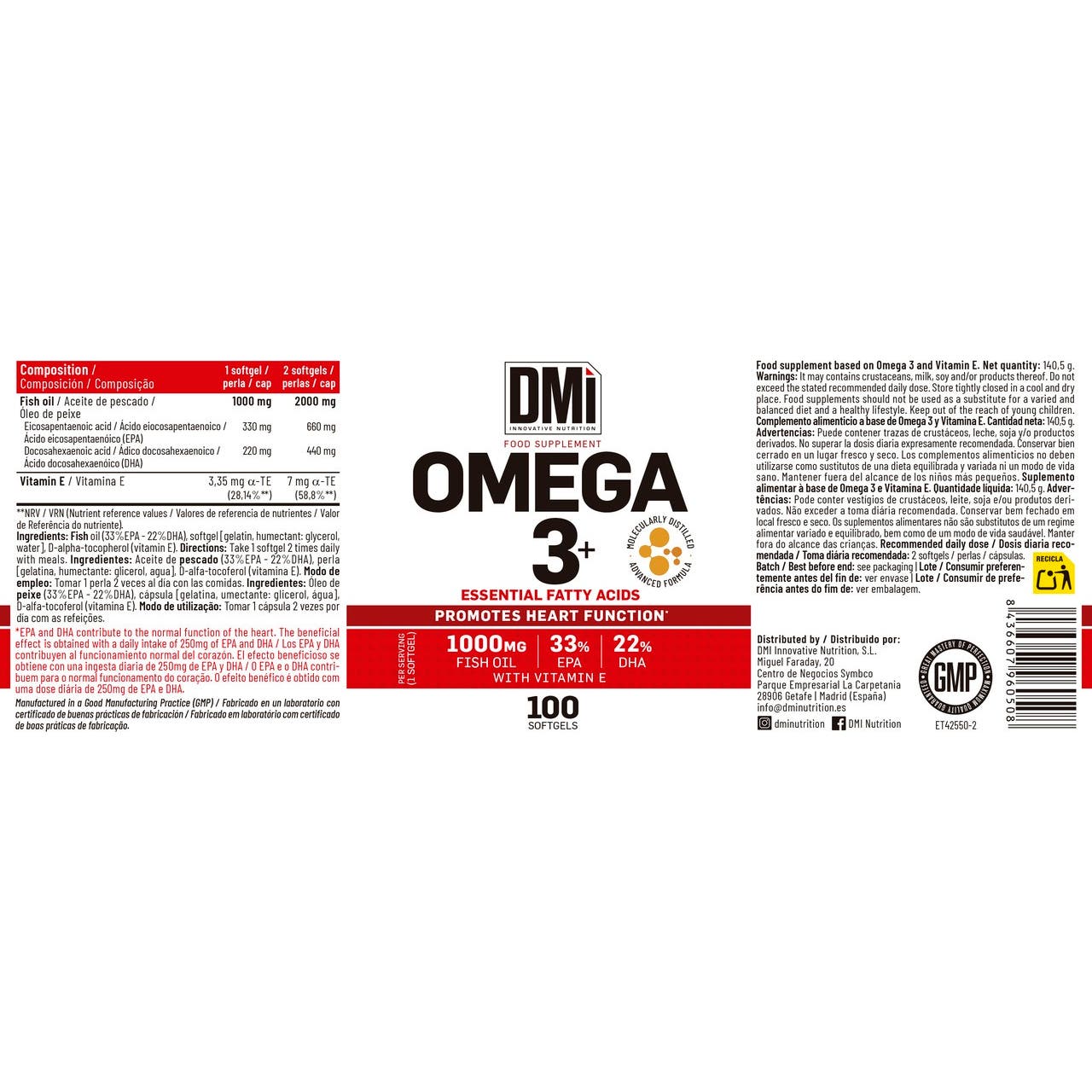 DMI Nutrition Omega 3+ 33% Epa / 22% Dha 100 Perlas