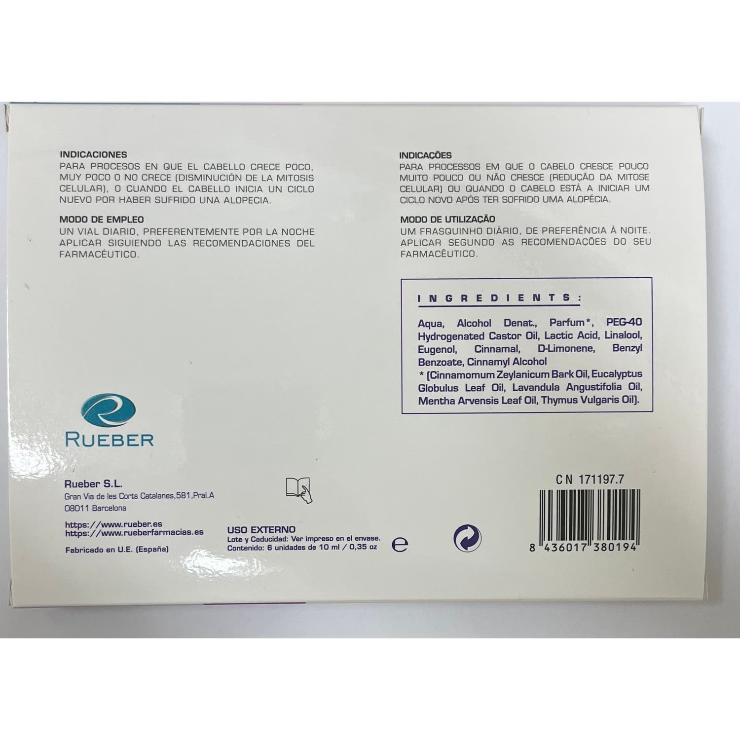 Rueber r-activo 2% potenciado 6 vialesx10ml