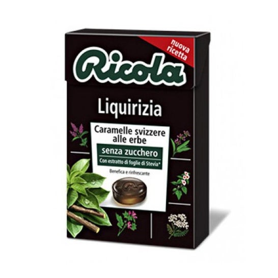 Ricola Swiss Regaliz Caramelo Hierbas sin Azúcar Bio 50g