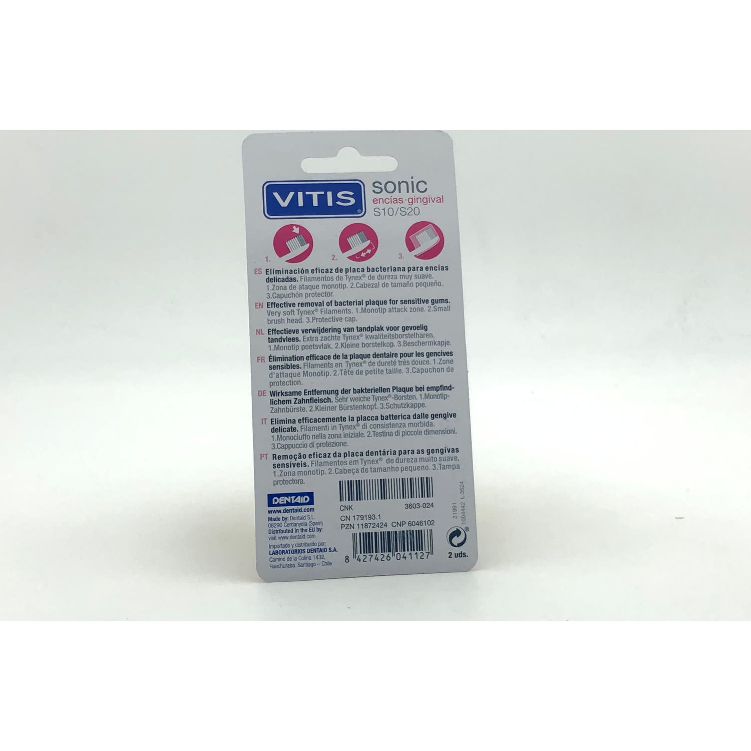 Vitis Sonic S10/S20 Recambio Cepillo Eléctrico Encías 2uds