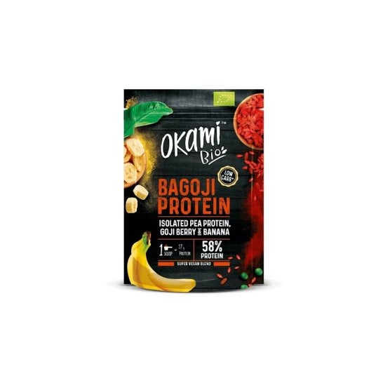 Okami Bio Proteina de Guisante Banana Goji Bio Sin Gluten Vegan 500g