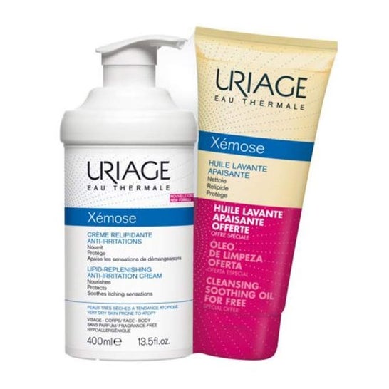 Uriage Pack Xémose C8 Crema Relipidante 400 ml + Xemose Aceite Limpiador 200 ml