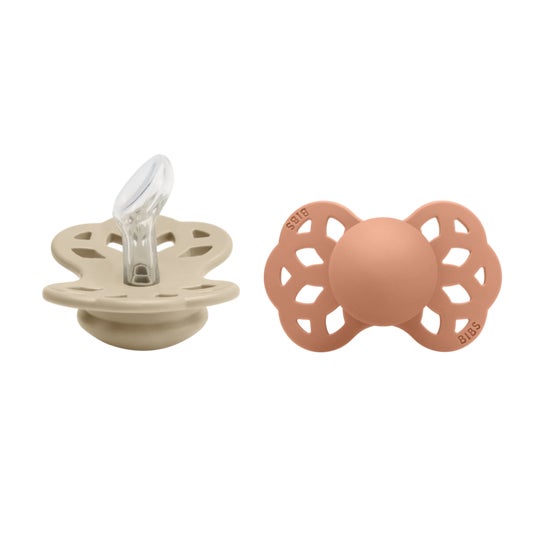 BIBS Infinity Pacifier Silicone Anatomical 1 Vanilla Peach 2uds