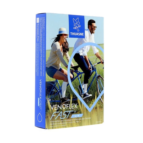 Thuasne Venoflex 2 Fast Linen Calcetín de mujer Storm Normal T3 1par