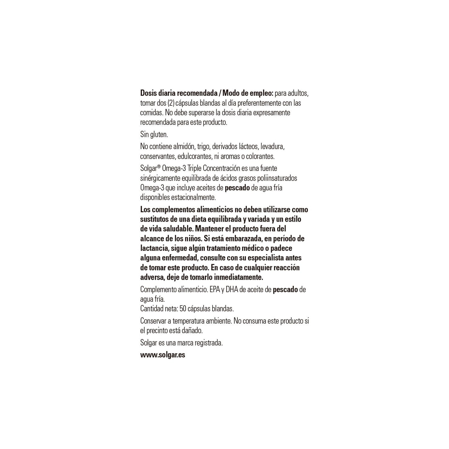 Solgar Omega-3 Triple Concentración 50 perlas