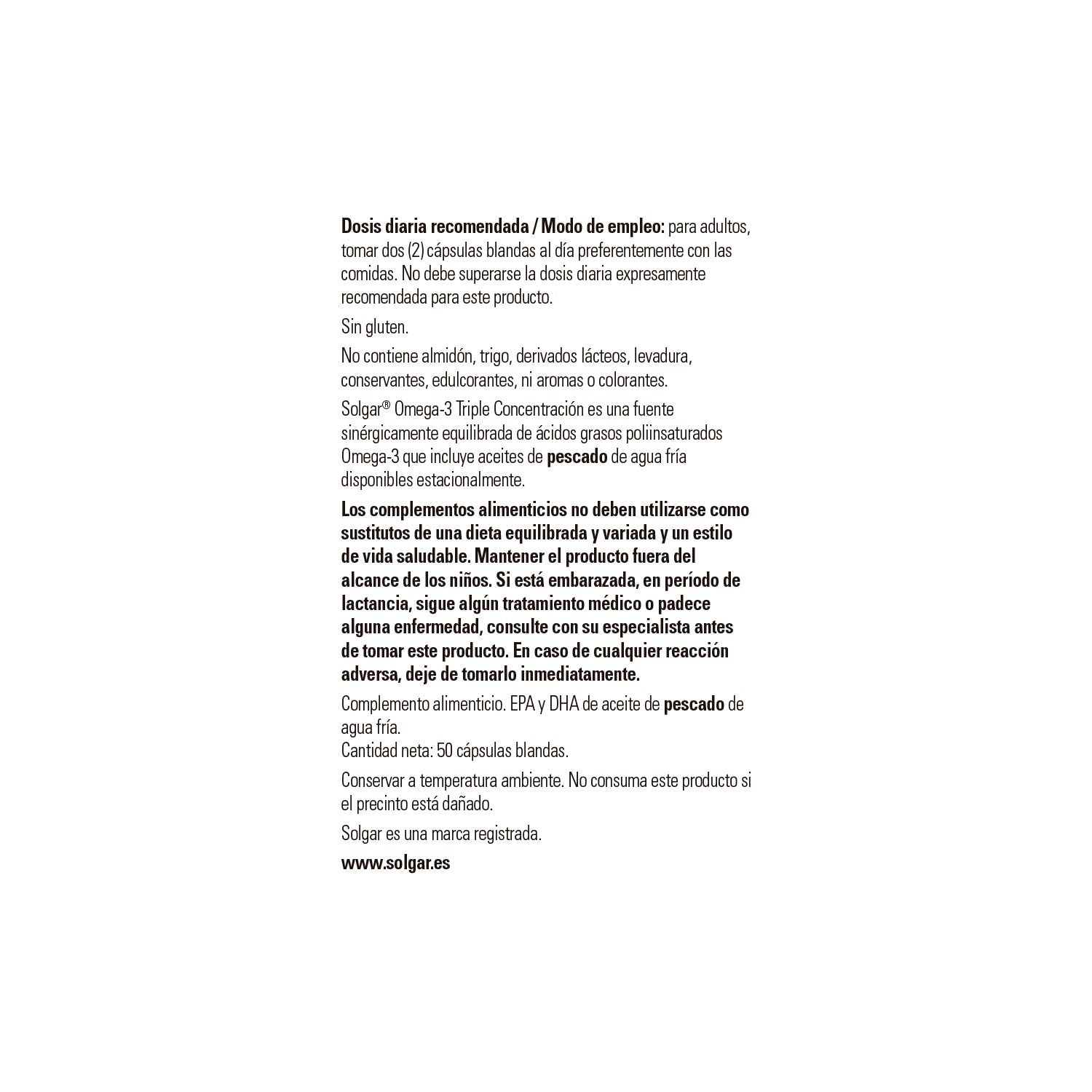 Solgar Omega-3 Triple Concentración 50 perlas
