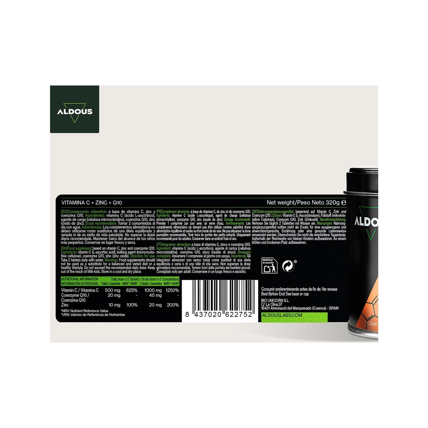 Aldous Bio Vitamina C Pura 1000mg 250comp