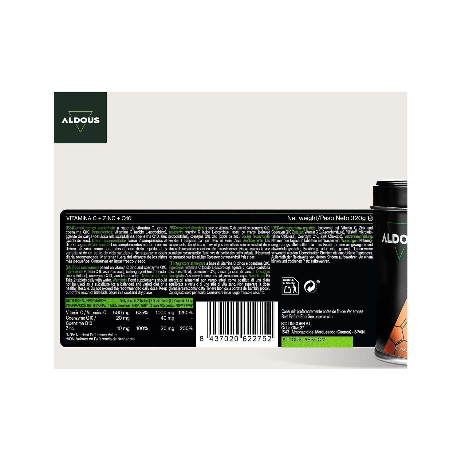 Aldous Bio Vitamina C Pura 1000mg 250comp